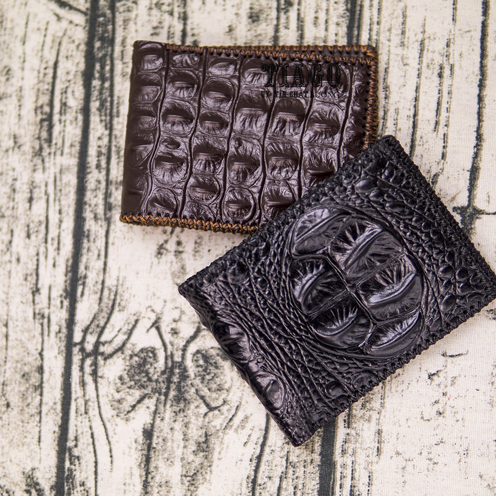 ví nam da bò thật in vân da cá sấu