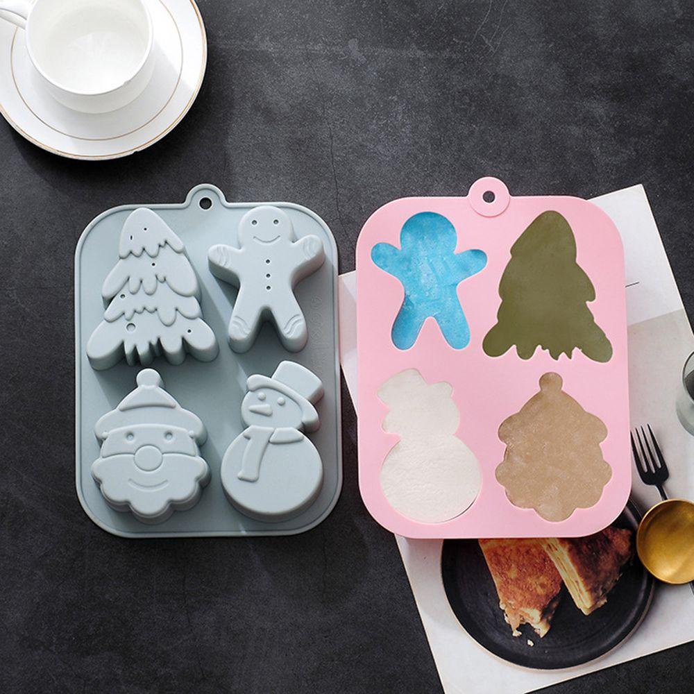 Khuôn Silicone Làm Xà Phòng / Sô Cô La / Bánh Gừng / Người Tuyết 4 Ngăn Tiện Dụng