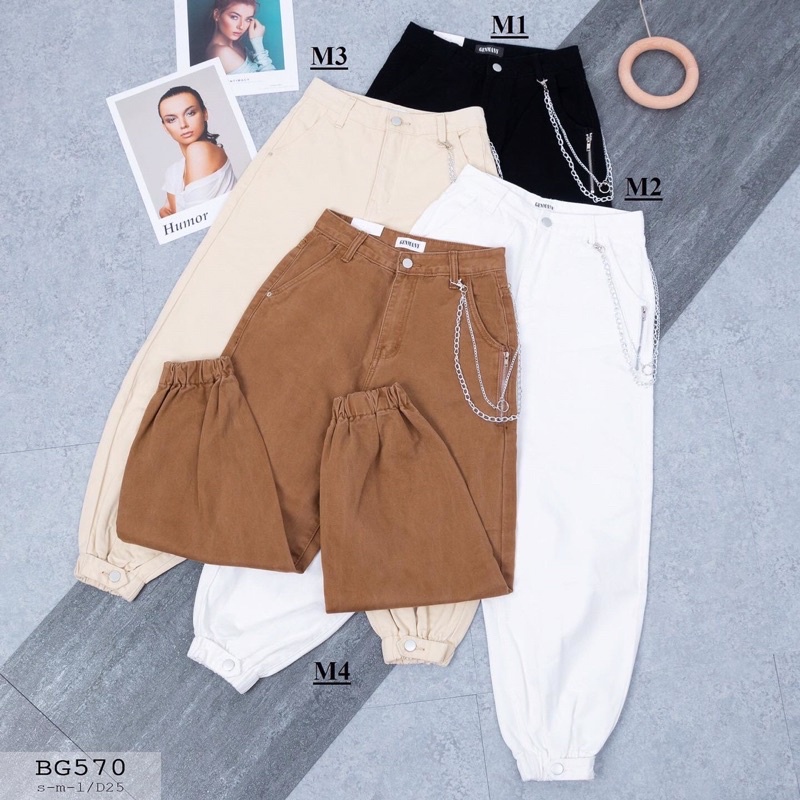 Quần Jeans Baggy Kiểu Bo Lai, Co Dãn, Có dây xích BG570-CM1,2,3,4💙