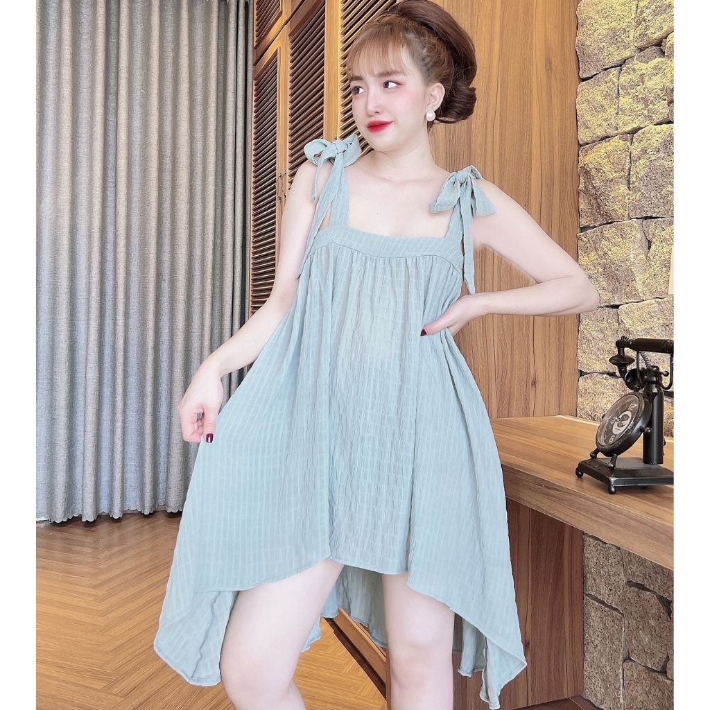 Váy ngủ sexy ❣️FREE SHIP❣️ Đầm ngủ sexy lụa đũi Chất Siêu Mát Dáng Siêu Xinh &lt;65kg