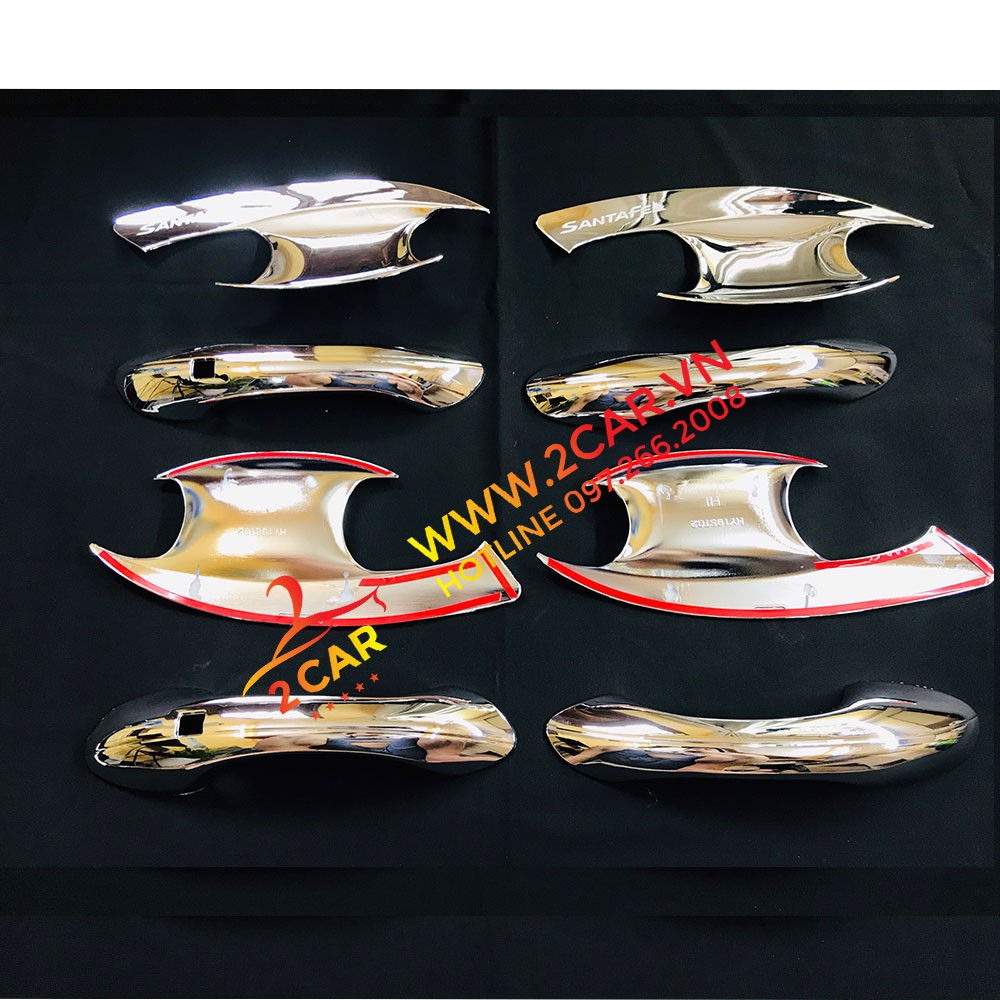 Ốp Tay nắm, Hõm Cửa, chén cửa Xe Hyundai Santafe 2018-2020 mạ crom