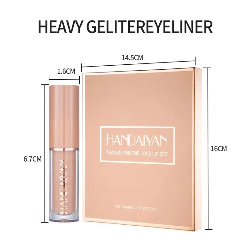 HANDAIYAN 12 Colors Lipstick Gift Set Long-lasting Liquid Matte Lip Gloss Waterproof Tint