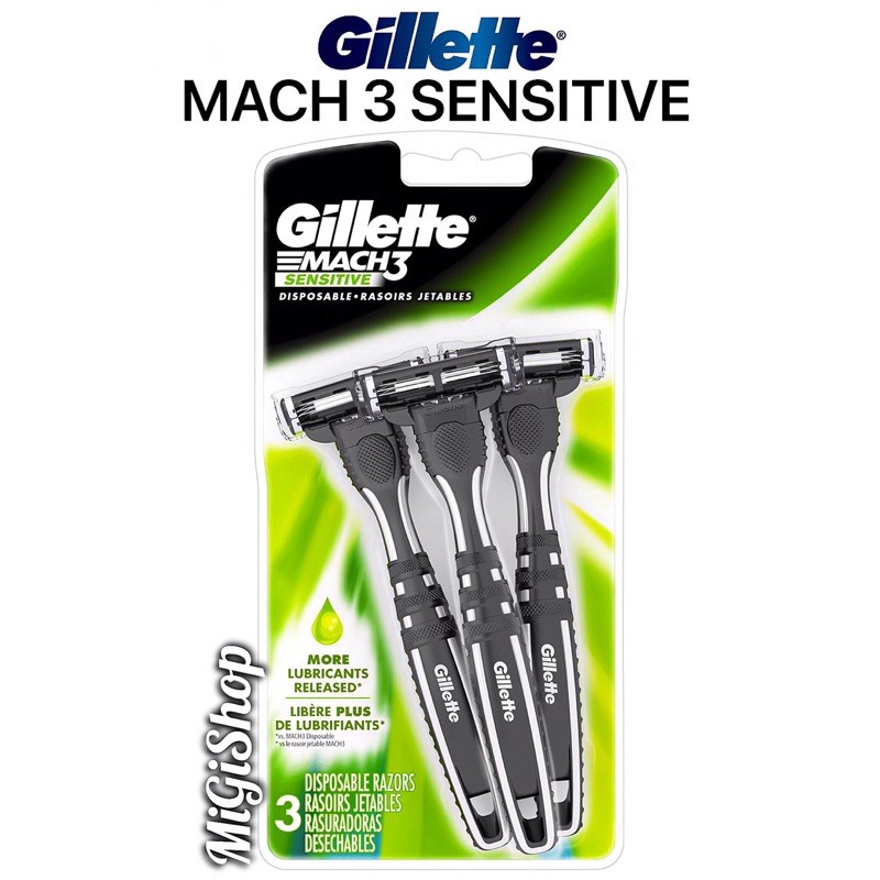 Bộ 3 Dao Cạo Râu 3 Lưỡi Gillette Mach 3 Sensitive