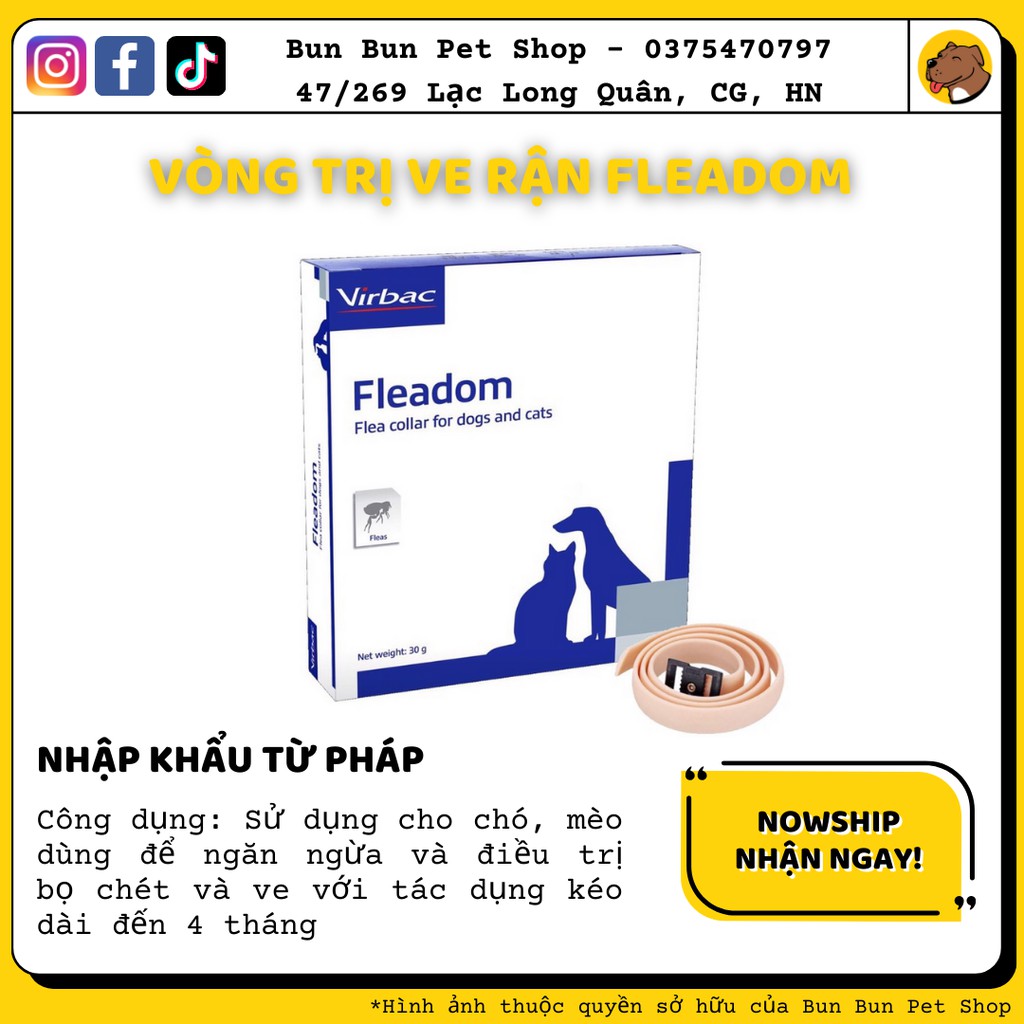 Vòng tránh ve rận Fleadom cho chó mèo