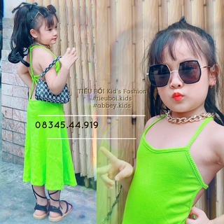 Váy [ Đầm ] đan dây lưng dáng maxi cho bé gái