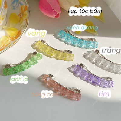 Kẹp Tóc Xước và Kẹp Tóc Bấm Đính Hạt Màu Rực Rỡ Hot Trend Mùa Hè