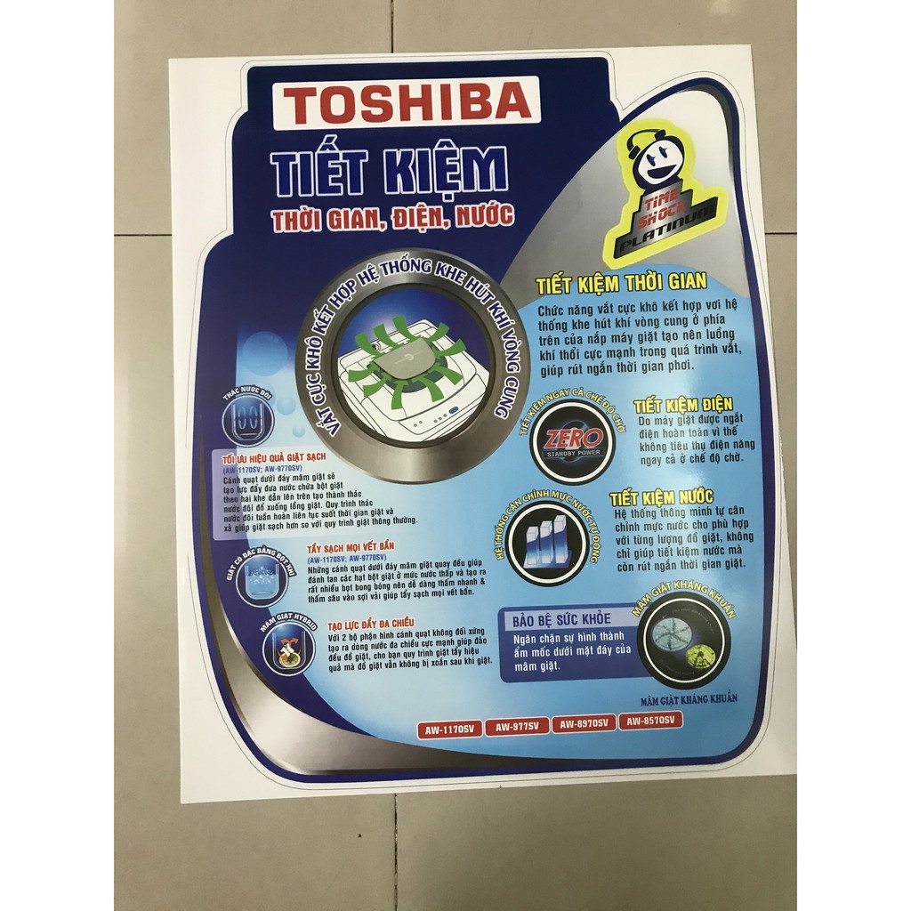 Miếng dán máy giặt Toshiba - Tem dán máy giặt Toshiba (mẫu 2)