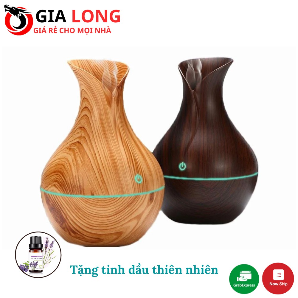 TẶNG TINH DẦUMáy Phun Sương Tạo Ẩm Vân Gỗ Cổ Cao, Khuếch Tán Tinh Dầu, Tạo Ẩm Không Khí