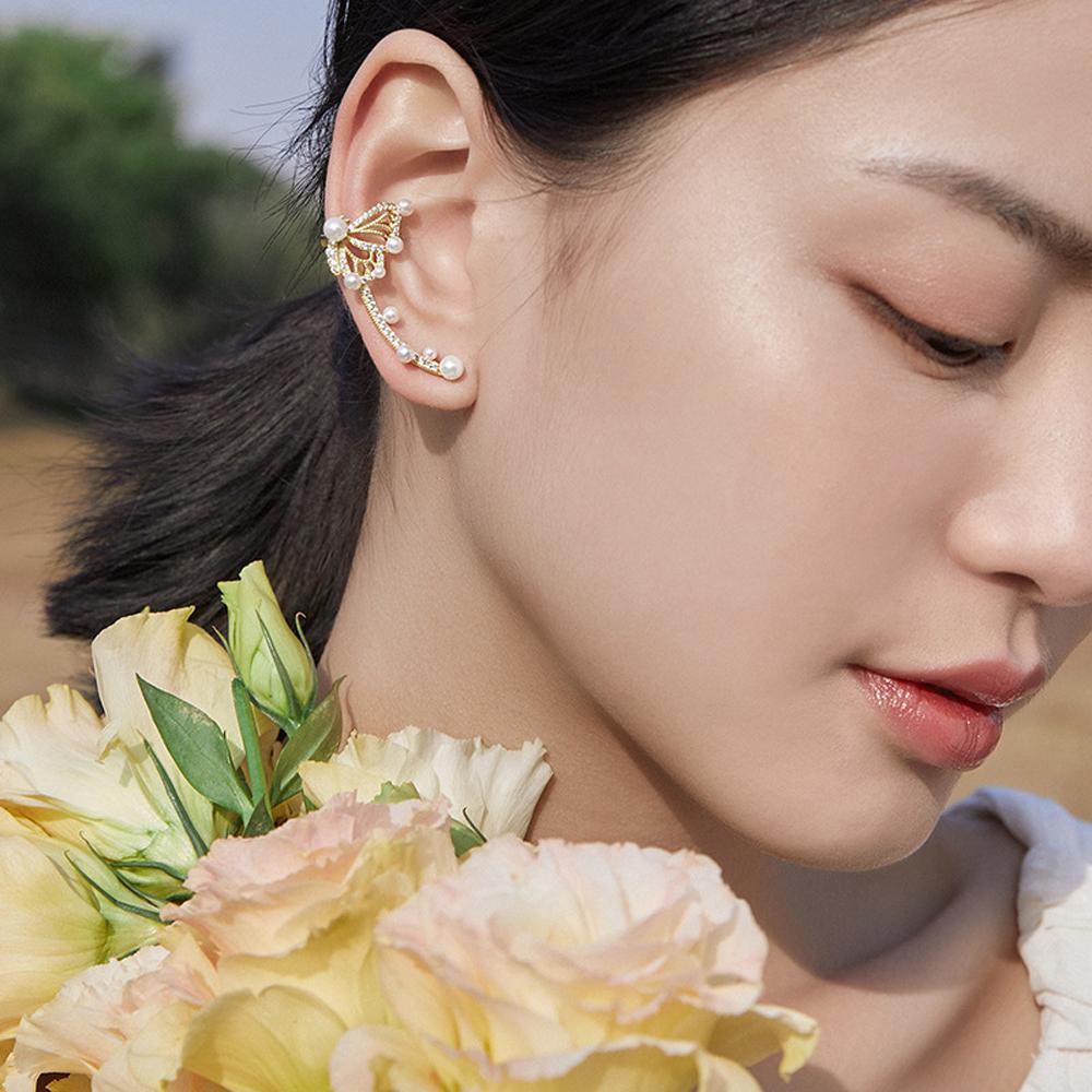 Khuyên Tai Hình Bướm Rỗng Thanh Lịch Phong Cách Hàn Quốc Cho Nữ|Khuyên Tai Dạng Kẹp Độc Đáo Thời Trang