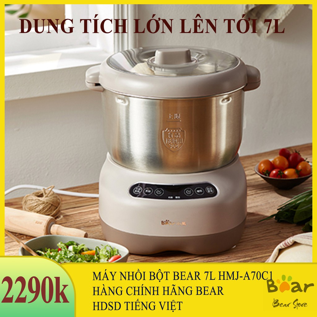 [Có sẵn] Máy nhồi bột bear 7L, máy nhào bột, máy trộn bột làm bánh 7L BEAR HMJ-A70C1