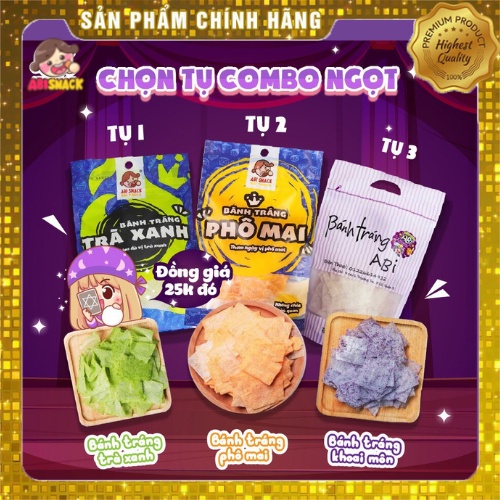 [Mã GROSALE giảm 10% đơn 150K] COMBO BÁNH TRÁNG NGỌT 2 LOẠI ABI TẶNG 1 KHẨU TRANG