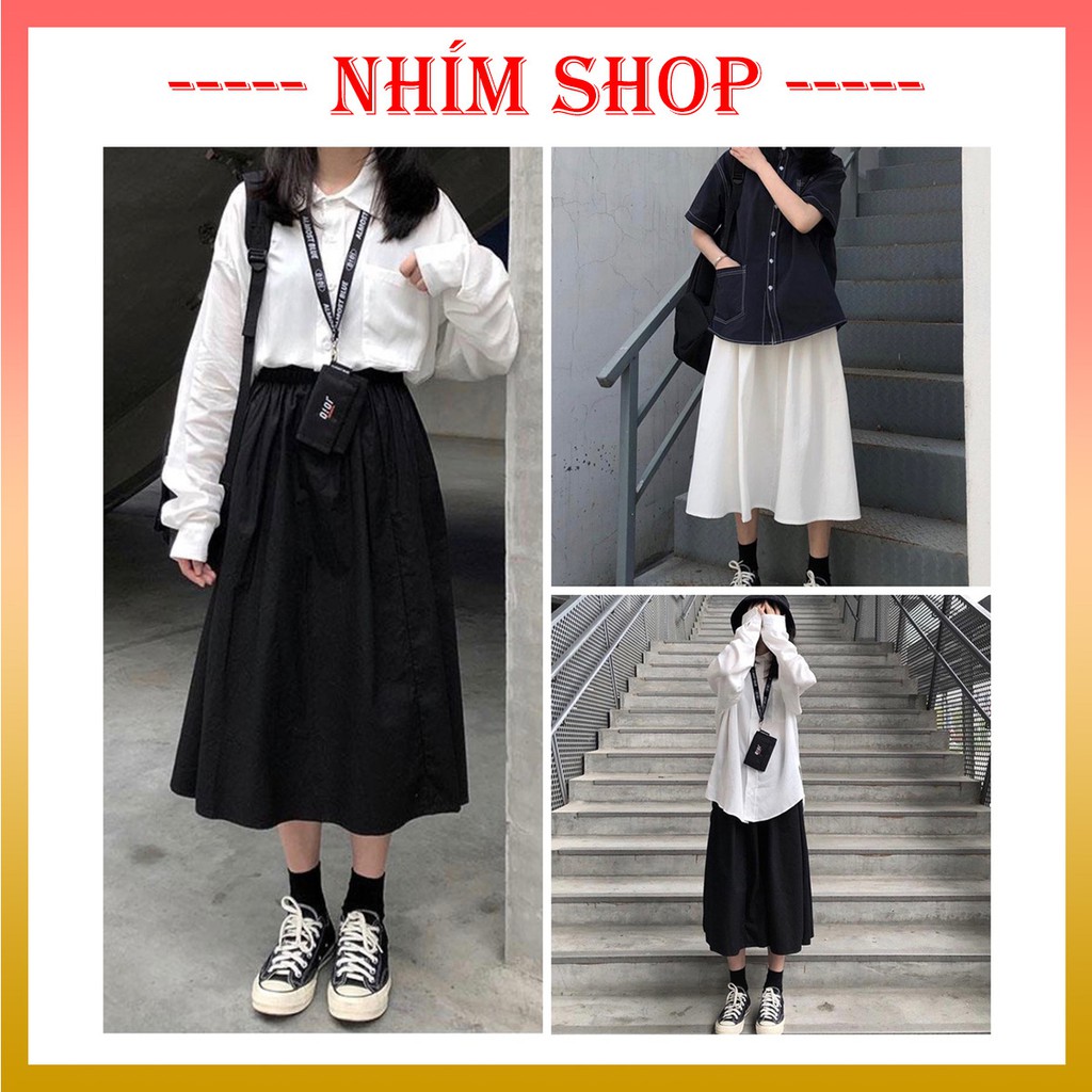 Chân váy dài ♥️ Chân váy kaki, chân váy ulzzang ♥️ Chân váy form dài ♥️ Chân váy chữ A kaki - NhimShop CV03 | BigBuy360 - bigbuy360.vn