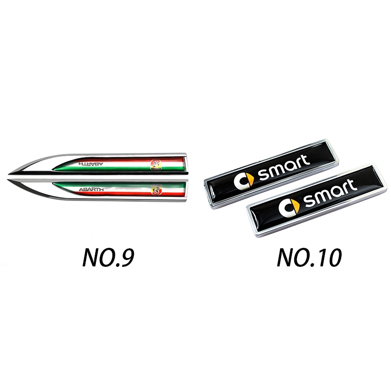 Set 2 miếng dán nhãn hiệu dán sườn cho xe hơi Daihatsu Alfa Romeo Acura SAAB Abarth Smart Luxgen Ssang Yong