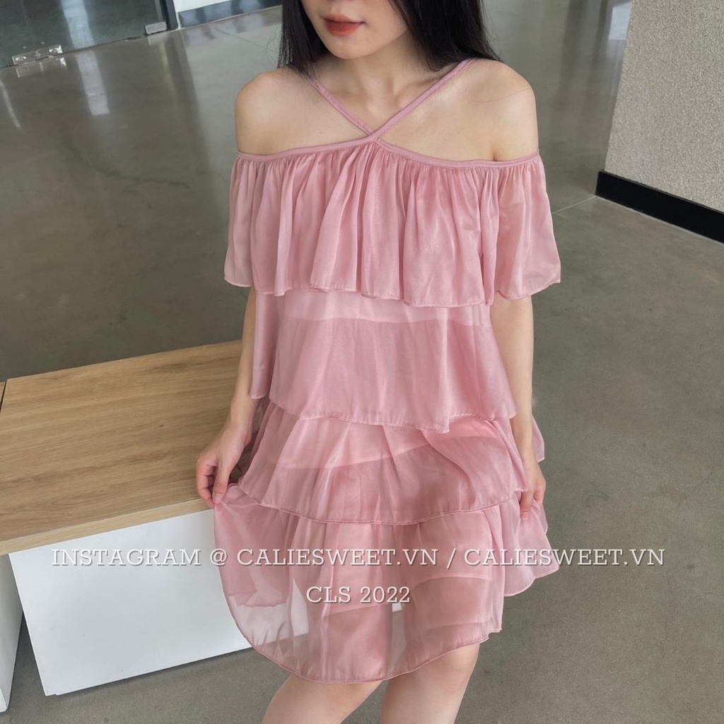 Đầm maxi cổ yếm Caliesweet váy maxi đi biển chất đũi tơ cao cấp CLS018