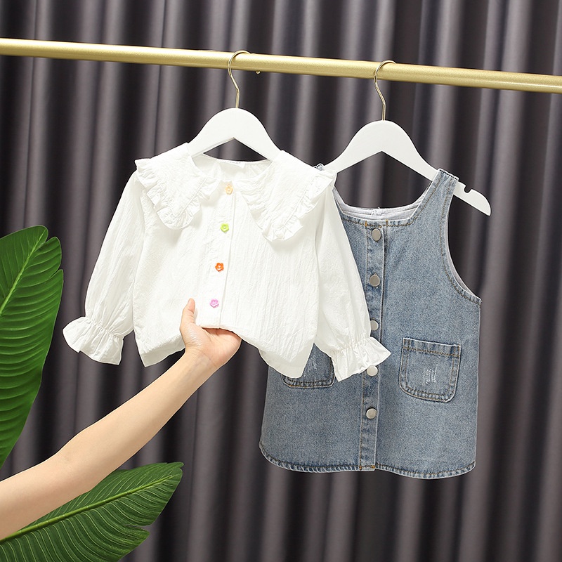 Đầm Yếm Denim Phối Hàng Nút Phong Cách Vintage E213 2021