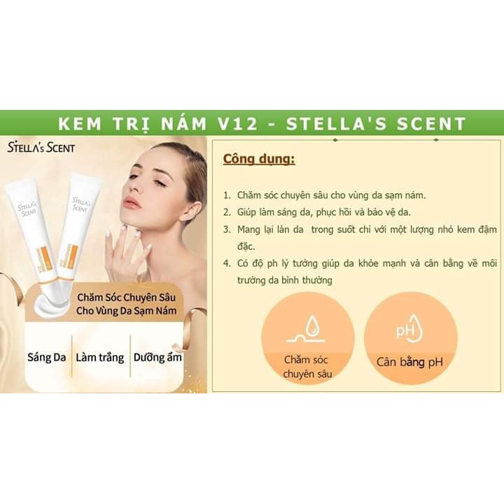 Kem Đặc Trị Nám, Tàn Nhang V12 Spot Stella's Scent Hàn Quốc 15ml