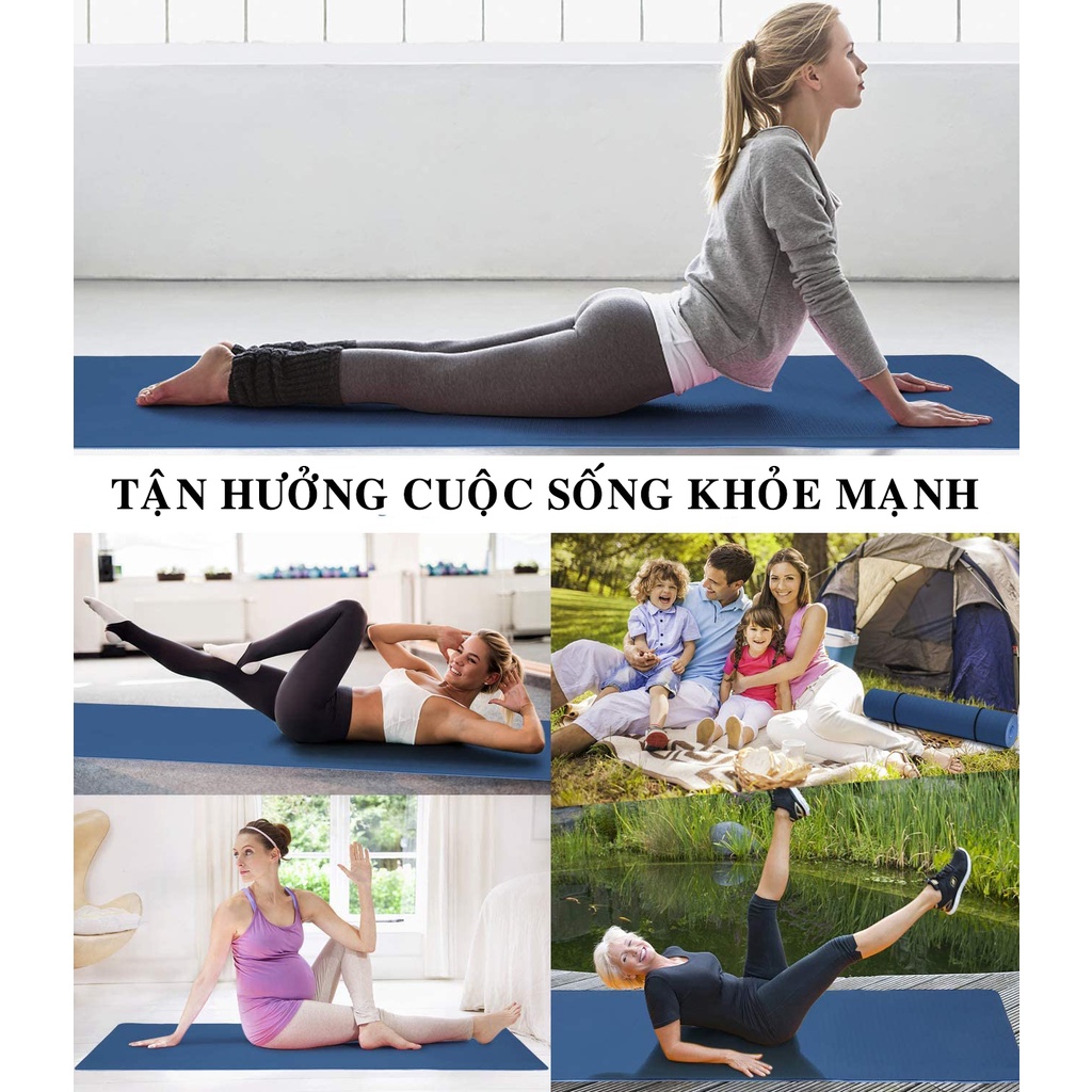 Thảm Tập Yoga 2 Lớp TPE Dày 8mm Cao Cấp Chống Trượt – Chọn Màu – Tặng Kèm Túi Đựng Và Dây Buộc Thảm Yoga Xịn