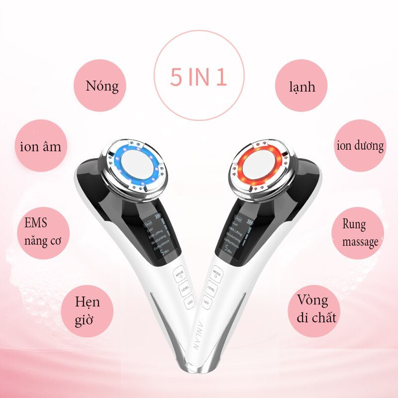 Máy chăm sóc và trẻ hóa da công nghệ massage  nóng lạnh, ems, ion - + ,  di chất  DM-818