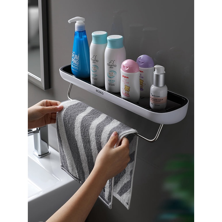 Kệ Treo Nhà Tắm Hãng ECOCO - E1923 Freeship Giá Treo Khăn Nhà Tắm - Giá Để Đồ Trong Nhà Tắm Chất Liệu ABS Nhôm