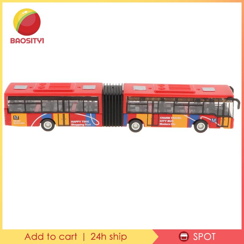 1:64 Alloy Two Compartments City Bus Pull Back Car Metal Collection Model Red