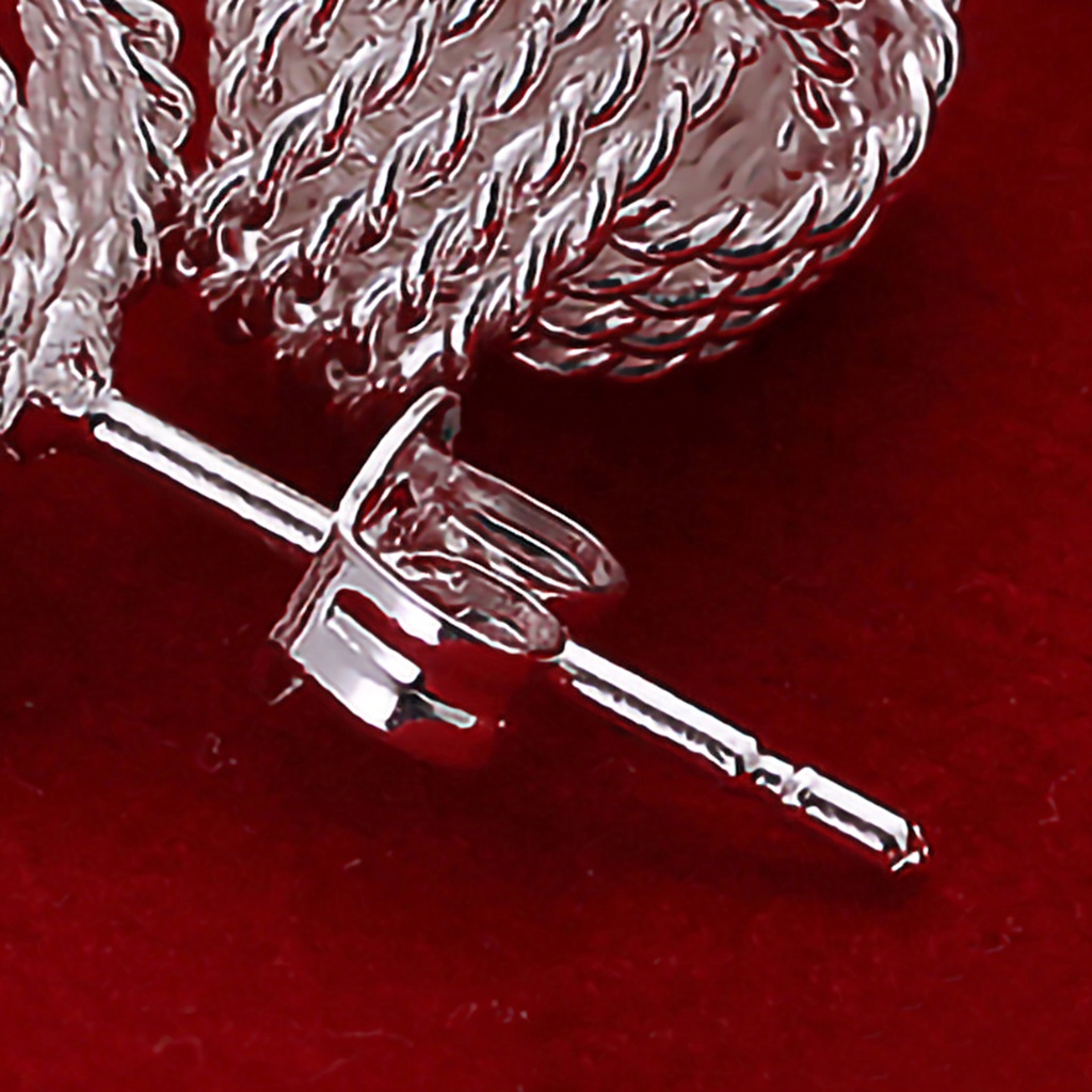 Đôi hoa tai mạ bạc kiểu dáng bi lưới thắt nút tròn trẻ trung thời trang dành cho nữ