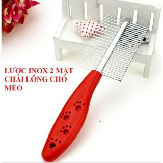 Lược inox 2 đầu chải lông chó mèo