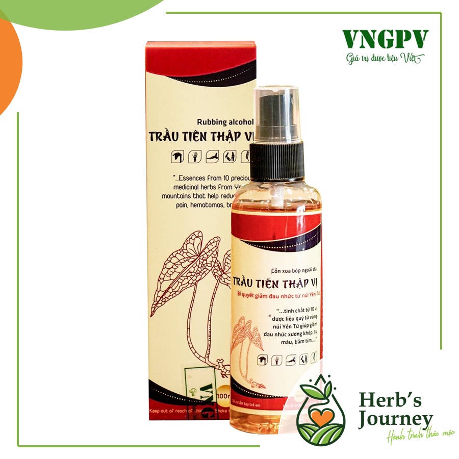 Cồn xoa bóp thảo mộc Trầu tiên thập vị - CTCP GPV Thung lũng dược phẩm xanh - Xoa bóp xương khớp, vết bầm