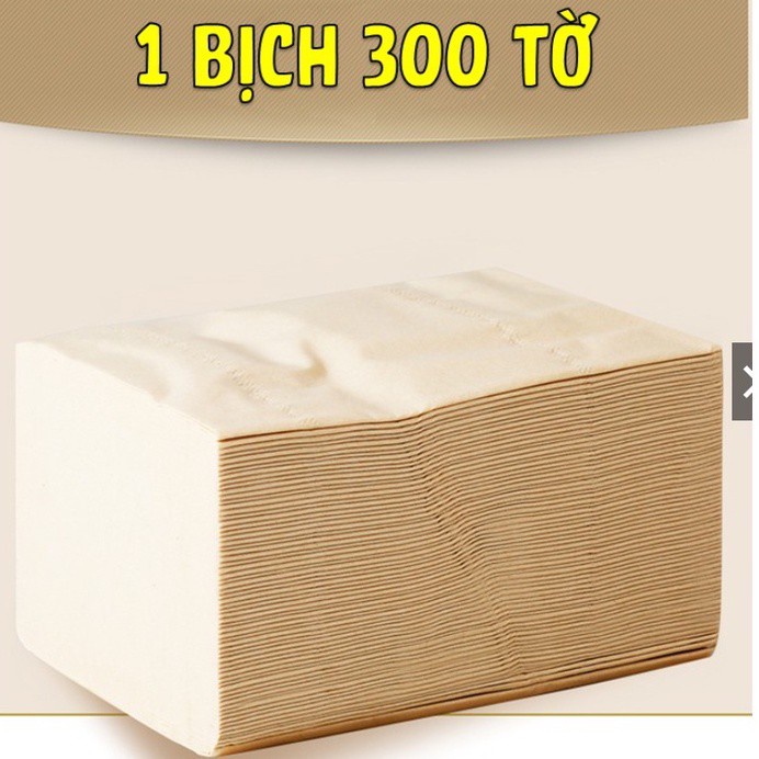 Thùng Giấy ăn gấu trúc siêu dai mềm mịn không tẩy trắng 300 tờ 1 gói