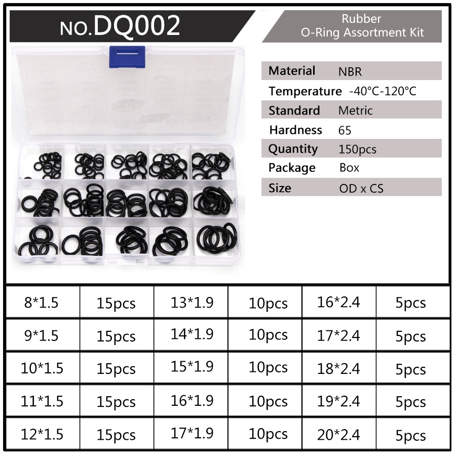 Bộ Vòng Đệm Cao Su 6mm-30mm cs 1.5mm 1.9mm 2.4mm 3.1mm 150-200 - 225 Cái