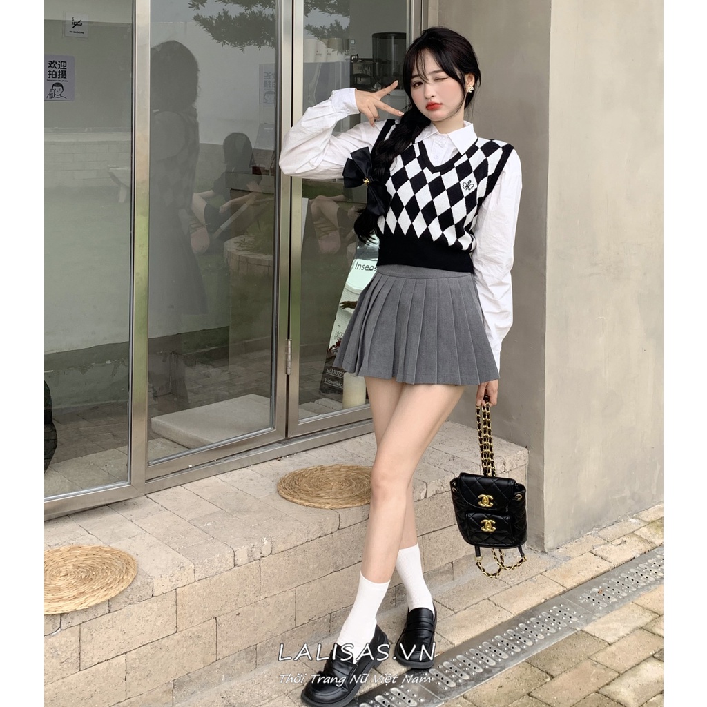 Áo Dệt Kim Không Tay Dáng Ngắn Phong Cách Hàn Quốc Thời Trang Cho Nữ