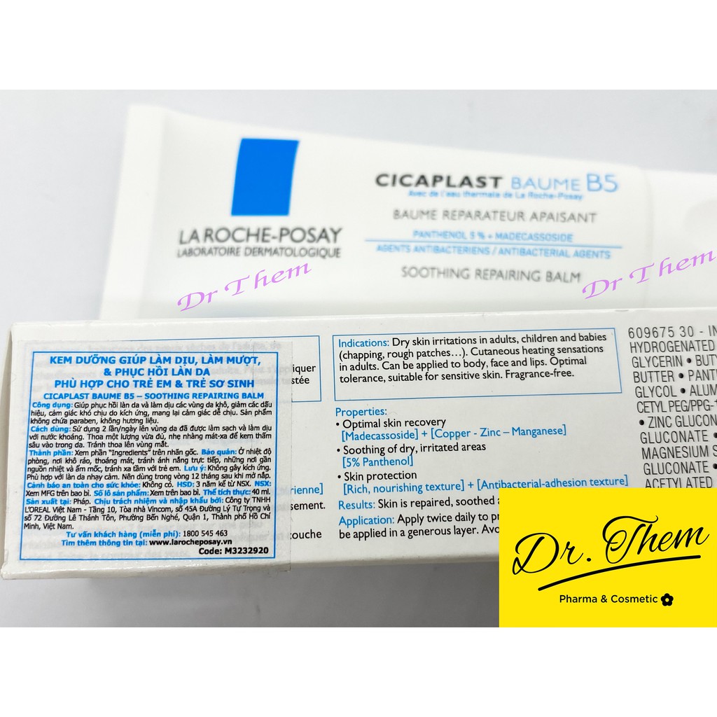 Kem Dưỡng B5 La Roche-Posay Cicaplast Baume B5 - 40ml &amp; 100ml - Làm Dịu Kích Ứng, Phục Hồi Làn Da