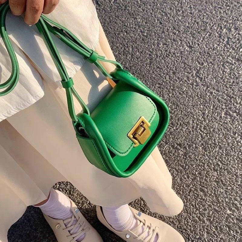 Túi Xách Nữ Mini Đeo Chéo, Túi Nữ Khoá Gập Size 12cm