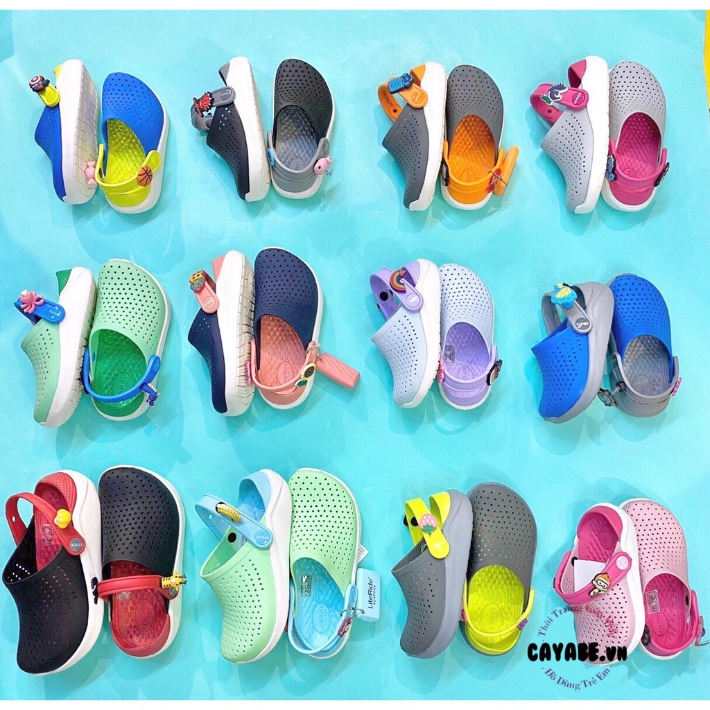 DÉP SỤC TRẺ EM CROCS LITERIDE QUAI GẮN NÚT CHO BÉ