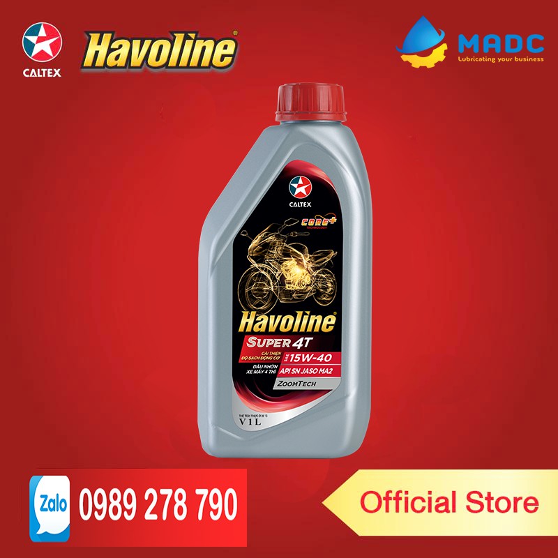 [Combo 24 Chai 0.8L] Dầu nhớt Caltex Havoline Super 4T SAE 15W-40/20W-50   0.8L