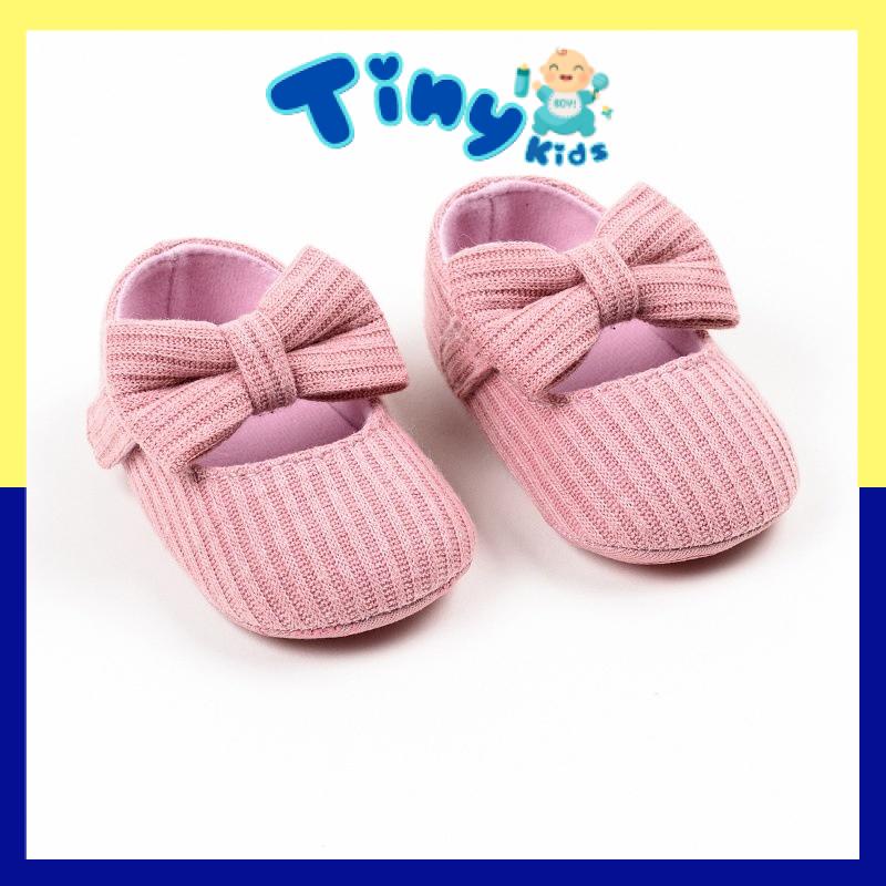 Giày Tập Đi Cho Bé Gái Có Đế Chống Trượt Đính Nơ Xinh Xắn Hàng Đẹp Loại 1 - Tiny Kids