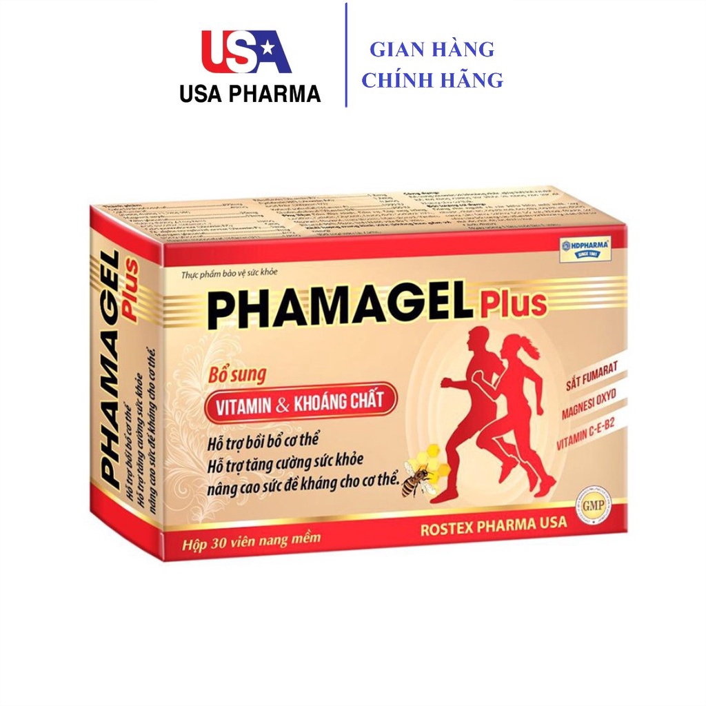Viên uống vitamin tổng hợp Phamagel Plus tăng cường sức khỏe - 30 viên [Phamagel Plus Hộp 30 viên]