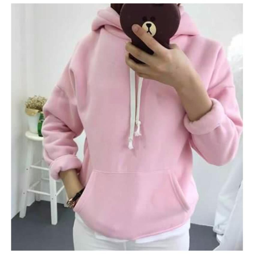 Áo hoodie trơn form rộng dành cho nam nữ, Hoodie unisex size &lt;75kg