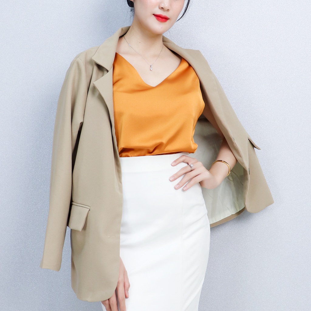 Áo Lụa 2 Dây Satin Cổ Tim Cao Cấp AMYRA , Freesize Dáng Suông Thiết Kế Đơn Giản, Thoải Mái Form Rộng Siêu Mịn Mát AD004