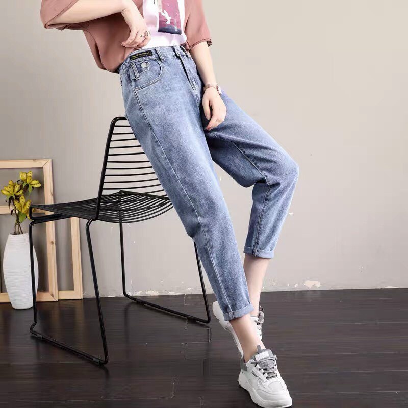 Quần baggi jean nữ cạp cao, chất jean cotton phong cách bụi trẻ trung năng động TP ms419