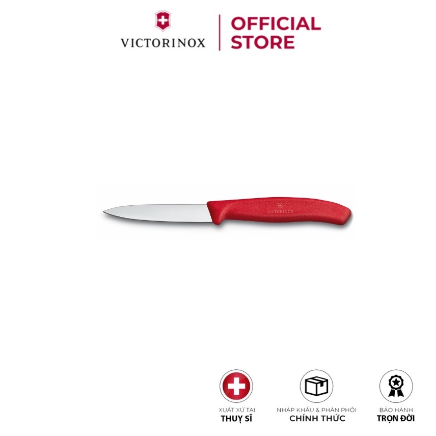 Dao cắt gọt rau củ VICTORINOX Paring Knives  màu đỏ (8 cm straight blade) - Hãng phân phối chính thức
