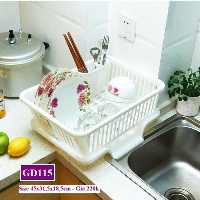 Rổ úp bát kèm khay hứng thoát nước 1020