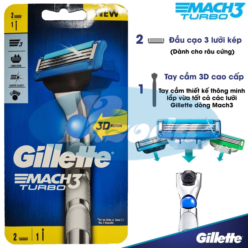 Dao cạo râu 3 lưỡi Gillette Mach 3 Turbo 3D