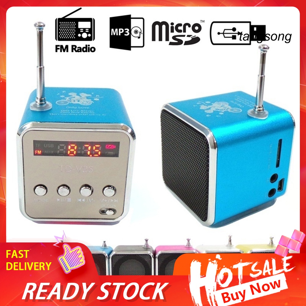 Loa nghe nhạc siêu trầm mini TDV26 hỗ trợ thẻ nhớ TF có ăng ten