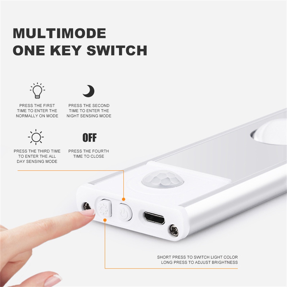 ღ Cực Tủ Quần Áo Thông Minh Ánh Sáng 3 Màu Dây Cảm Biến Chuyển Động Đèn Led Chiếu Sáng Ban Đêm Sạc Mắt Mèo Đồi tôn Tủ Rượu Đèn Cảm Ứng