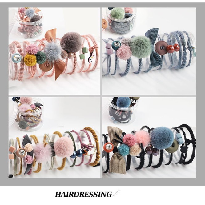 Hộp dây buộc tóc 10 món như hình HD25 (chọn mầu)