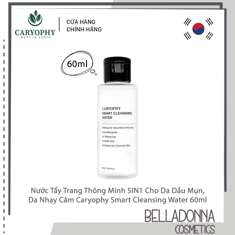 Nước Tẩy Trang 5IN1 Cho Da Dầu Mụn, Nhạy Cảm Caryophy Smart Cleansing Water 60ml