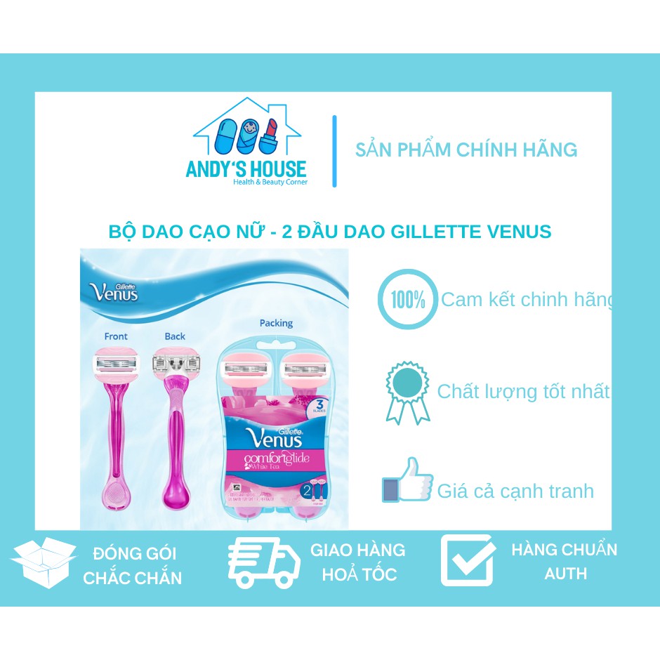 Bộ Dao Cạo Đầu Bơ Dành Cho Phái Nữ - 2 Đầu Dao Gillette Venus