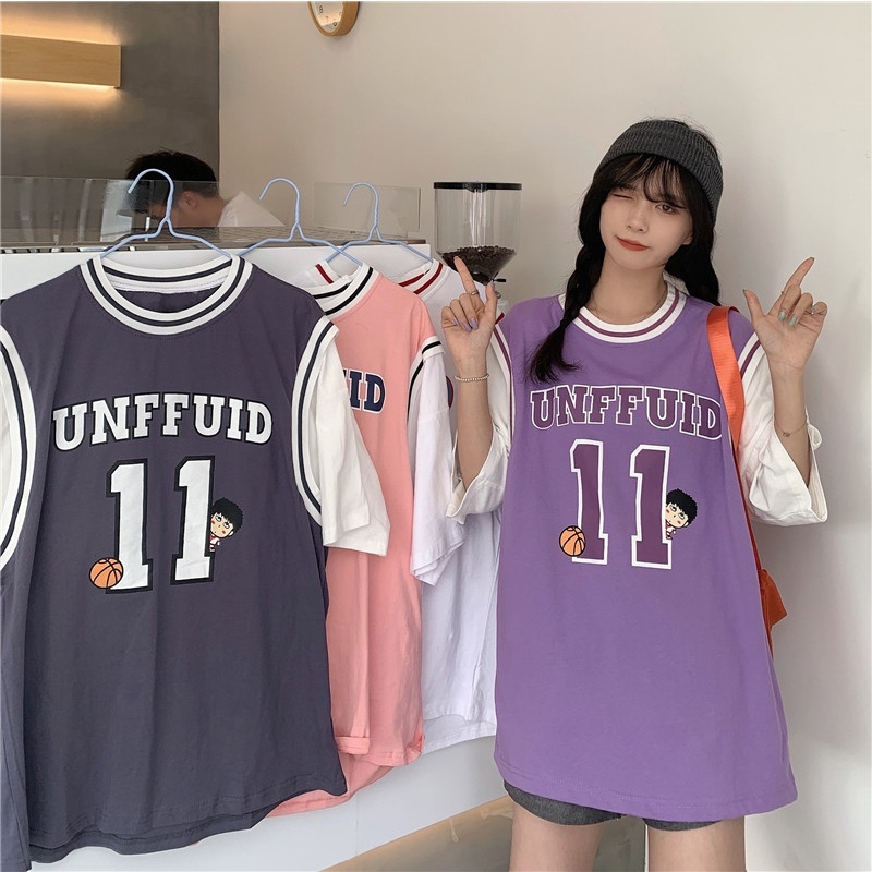 SUXI Áo Thun Bóng Rổ Ngắn Tay Dáng Rộng Thời Trang Mùa Hè Dành Cho Nữ