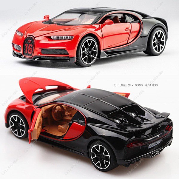 Xe Mô Hình Kim Loại Siêu Xe Bugati Chiron Tỉ Lệ 1:32 - Miniauto - Đỏ - 9656do