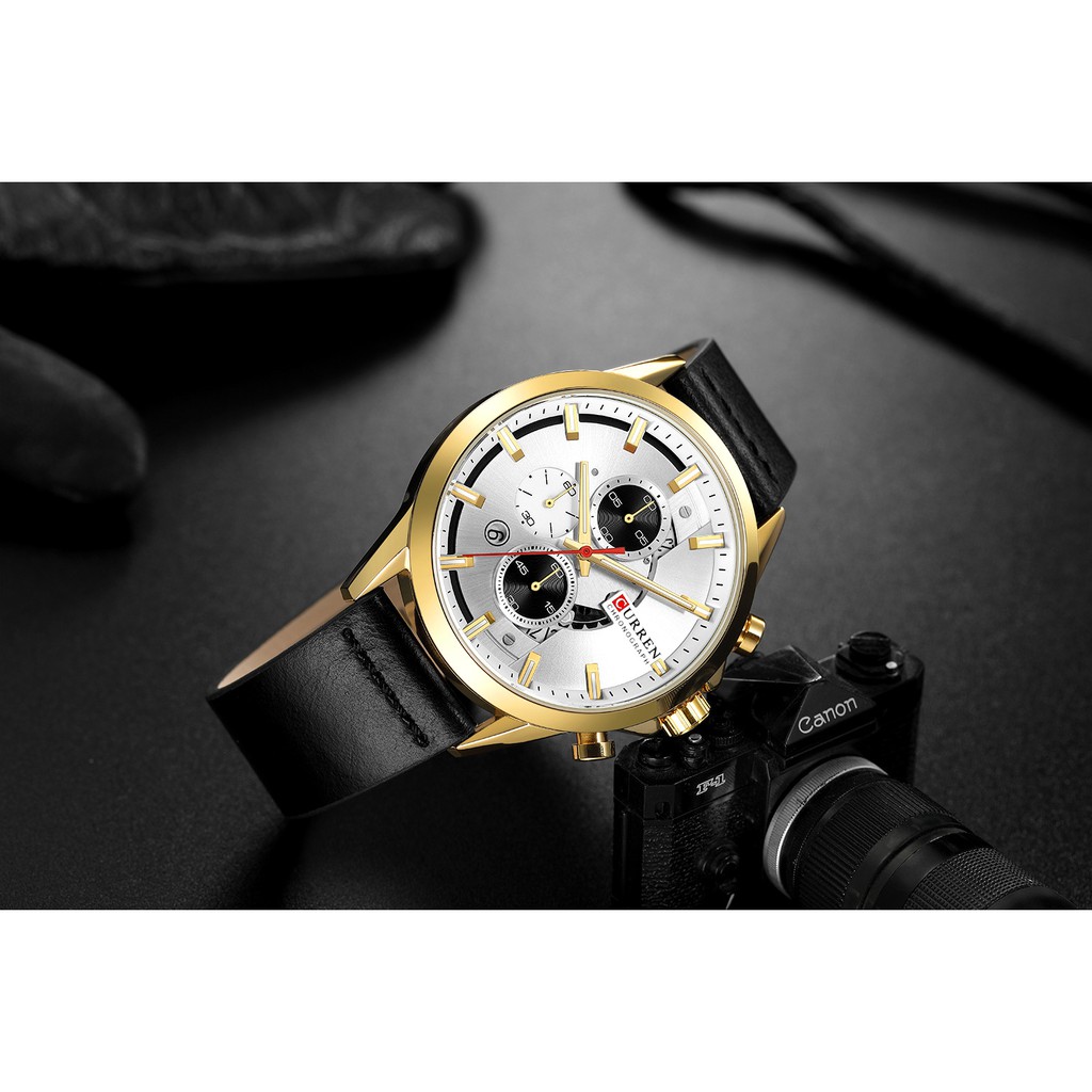 Đồng hồ Quartz Curren 8325l chống thấm nước dây đeo da thời trang tinh tế